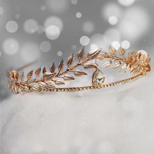 Gold Leaves Crown, Rhinestone Chain Fringe Falls, Headdress, Greek Goddess Amazon.com : Catery Gold Leaf Crown Light up Headband Greek  main image 4