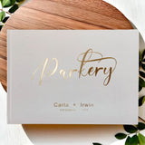 9X12 Real Gold Foil Wedding Book, Custom Black Wedding Guestbook, Personalized Wedding Gift, Anniversary Gift, Wedding Guestbook Alternative - Venuston