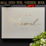 9X12 Real Gold Foil Wedding Guest Book, Custom Guest Book Alternative, wedding gift, Engagement Gift, Bridal Shower Gift, Gift for Her/Him - Venuston