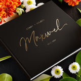 9X12 Real Gold Foil Wedding Guest Book, Custom Guest Book Alternative, wedding gift, Engagement Gift, Bridal Shower Gift, Gift for Her/Him - Venuston