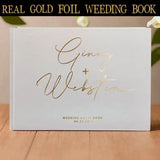 9X12*Real Gold Foil Wedding Book, Personalized Guest Book, Rustic Guest Book, Best Wedding/Anniversary Gift, Guest Book Ideas - Venuston
