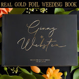 9X12*Real Gold Foil Wedding Book, Personalized Guest Book, Rustic Guest Book, Best Wedding/Anniversary Gift, Guest Book Ideas - Venuston