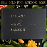 9X12*Real Gold Foil Wedding Book, Personalized Wedding Guestbook, Best Wedding Gift/Anniversary Gift/Engagement Gift for Her/Him/Couple