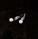 Angel Wing Pearl Necklaces and Earrings Silver Tone Jewelry Sets Birthday/Anniversary Mother’s Day Jewelry Gifts for - Venuston