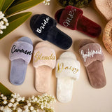 Black Cozy Slippers, Personalized wedding slippers, Bride Slippers, Wedding gift, Birthday Gift Mom, Mama Slippers, Personalized Shoes Gift - Venuston