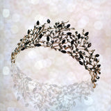 Black Royal Green Crystal Tiara for Women, Queen Gothic Crown, Wedding Tiara Pageant Crown, Bridal Hair Accessories - Venuston