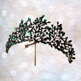 Black Royal Green Crystal Tiara for Women, Queen Gothic Crown, Wedding Tiara Pageant Crown, Bridal Hair Accessories - Venuston