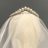 Bridal Larger Pearl Tiara, Pearl Vintage Crown for Bridal, Ivory Hair Hoop for Wedding, Prom Party, Hair Jewelry - Venuston