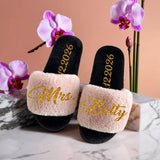 Bridal Party Slippers – Personalized Custom Name Fuzzy Slippers for Bridesmaids, Wedding, Spa, and Bachelorette Parties, Cozy & Fluffy