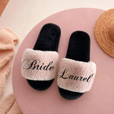 Bridal Party Slippers – Personalized Custom Name Fuzzy Slippers for Bridesmaids, Wedding, Spa, and Bachelorette Parties, Cozy & Fluffy - Venuston