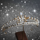 Bridal tiara high - grade elegant crystal crown Stereoscopic exquisite zirconia princess crown Hair Tiara Birthday New Year Christmas - Venuston
