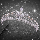 Bridal tiara high - grade elegant crystal crown Stereoscopic exquisite zirconia princess crown Hair Tiara Birthday New Year Christmas - Venuston