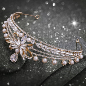Bridal tiara high - grade elegant crystal crown Stereoscopic exquisite zirconia princess crown Hair Tiara Birthday New Year Christmas - Venuston