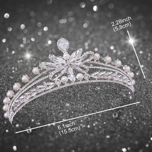 Bridal tiara high - grade elegant crystal crown Stereoscopic exquisite zirconia princess crown Hair Tiara Birthday New Year Christmas - Venuston