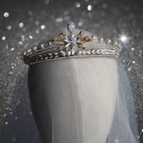 Bridal tiara high - grade elegant crystal crown Stereoscopic exquisite zirconia princess crown Hair Tiara Birthday New Year Christmas - Venuston
