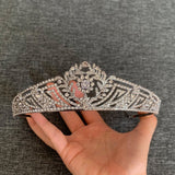Crystal Queen Crown Silver Rhinestone Bridal Tiara Headband Pageant Prom Wedding Hair Jewelry - Venuston