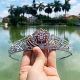 Crystal Queen Crown Silver Rhinestone Bridal Tiara Headband Pageant Prom Wedding Hair Jewelry - Venuston