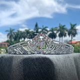 Crystal Queen Crown Silver Rhinestone Bridal Tiara Headband Pageant Prom Wedding Hair Jewelry - Venuston