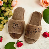 Custom Bridesmaid Slippers – Personalized White Fluffy Slippers for Wedding, Spa Days, Bachelorette Party, and Bridal Shower