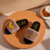 Custom Name Wedding Slippers – Personalized Fuzzy White Slippers for Bridesmaids, Bridal Party, Bachelorette, Spa Days, Cozy & Fluffy - Venuston