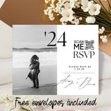 Custom Wedding RSVP Photo Magnet with Personalized Photo, QR Code for Website, Wedding Details, Event Date, Location & Time for Guests - Venuston