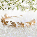 Gold Leaf Bridal Crown - Handmade Vintage Pearl & Zircon Tiara for Wedding, Birthday, Anniversary, Cosplay/ Holiday - Venuston
