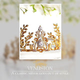 Gold Leaf Headpiece - Handmade Vintage Bridal Tiara with Pearls & Zircon, Ideal for Wedding, Cosplay/ Holiday - Venuston
