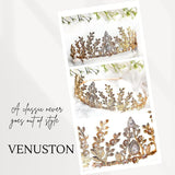 Gold Leaf Headpiece - Handmade Vintage Bridal Tiara with Pearls & Zircon, Ideal for Wedding, Cosplay/ Holiday - Venuston