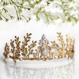 Gold Leaf Headpiece - Handmade Vintage Bridal Tiara with Pearls & Zircon, Ideal for Wedding, Cosplay/ Holiday