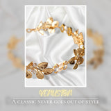 Gold Leaf Headpiece - Handmade Vintage Bridal Tiara with Pearls & Zircon, Ideal for Wedding, Cosplay/Holiday - Venuston