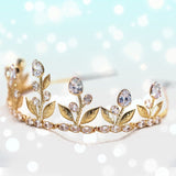 Gold Leaf Tiara - Vintage - Inspired Bridal Crown with Zircon, Ideal for Weddings, Birthdays, Anniversaries & Cosplay Parties - Venuston