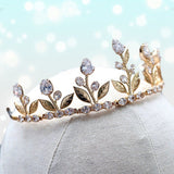Gold Leaf Tiara - Vintage - Inspired Bridal Crown with Zircon, Ideal for Weddings, Birthdays, Anniversaries & Cosplay Parties - Venuston
