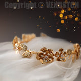 Gold Metal Petals Shinny Hair Jewelry Silver Metal Flower Hair Band Headdress Bridal Headdress - Venuston