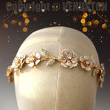 Gold Metal Petals Shinny Hair Jewelry Silver Metal Flower Hair Band Headdress Bridal Headdress - Venuston