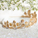 Gold Pearl Tiara - Stunning Handmade Crown with Gold Leaf, Ideal for Weddings, Birthdays, Cosplay/Anniversary Gift - Venuston