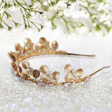 Gold Pearl Tiara - Stunning Handmade Crown with Gold Leaf, Ideal for Weddings, Birthdays, Cosplay/Anniversary Gift - Venuston