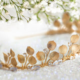 Gold Pearl Tiara - Stunning Handmade Crown with Gold Leaf, Ideal for Weddings, Birthdays, Cosplay/Anniversary Gift - Venuston
