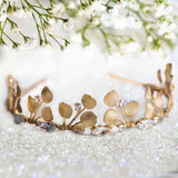Gold Pearl Tiara - Stunning Handmade Crown with Gold Leaf, Ideal for Weddings, Birthdays, Cosplay/Anniversary Gift - Venuston