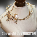 Gold Vintage Crown - Elegant Leaf & Pearl Bridal Tiara, Perfect for Wedding, Anniversary, Birthday /Christmas - Venuston