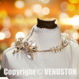 Gold Vintage Crown - Elegant Leaf & Pearl Bridal Tiara, Perfect for Wedding, Anniversary, Birthday /Christmas - Venuston