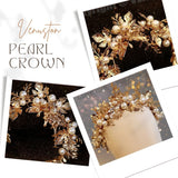 Gold Vintage Crown, Gold Petal Crown, The Best Jewelry For Weddings, Birthday Parties, Anniversaries - Venuston