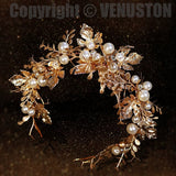 Gold Vintage Crown, Gold Petal Crown, The Best Jewelry For Weddings, Birthday Parties, Anniversaries - Venuston