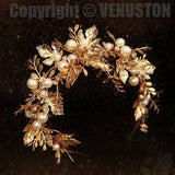 Gold Vintage Crown, Gold Petal Crown, The Best Jewelry For Weddings, Birthday Parties, Anniversaries - Venuston
