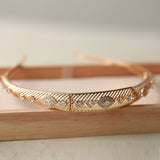 Gold Wedding Tiara，Wedding Headband，Vintage Gold Bridal Tiara,Vintage Zircon Cast Bronze Bridal Headwear - Venuston