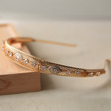 Gold Wedding Tiara，Wedding Headband，Vintage Gold Bridal Tiara,Vintage Zircon Cast Bronze Bridal Headwear - Venuston