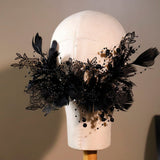 Handmade Black Feather Headpiece – Elegance Redefined - Venuston