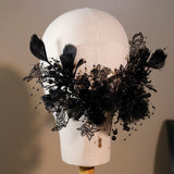 Handmade Black Feather Headpiece – Elegance Redefined - Venuston