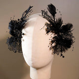 Handmade Black Feather Headpiece – Elegance Redefined