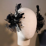 Handmade Black Feather Headpiece – Elegance Redefined - Venuston