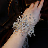 Handmade Crystal Floral Bridal Bracelet – Sparkling Statement Wrist Accessory